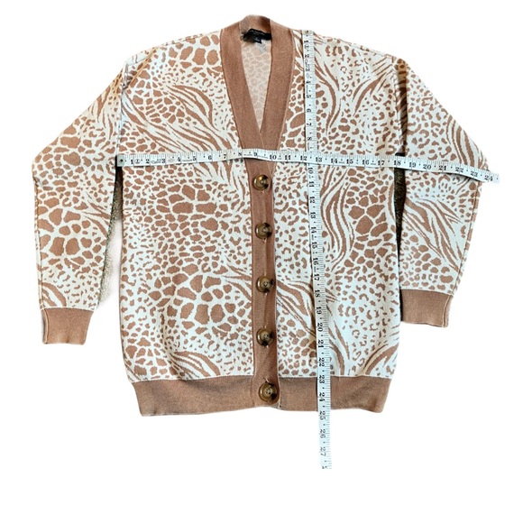 Ann Taylor Animal Print Cardigan, Lt Terracotta/White, Sz. SP - Picture 7 of 8